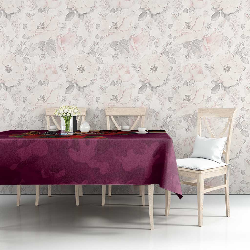 Brisbane Lions ANZAC Personalised Tablecloth Lest We Forget Poppy Camo