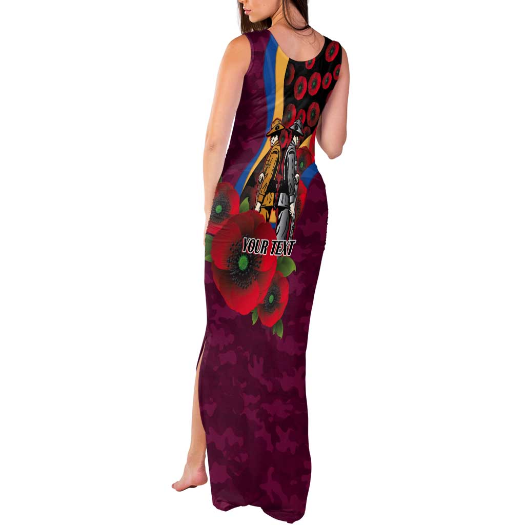 Brisbane Lions ANZAC Personalised Tank Maxi Dress Lest We Forget Poppy Camo