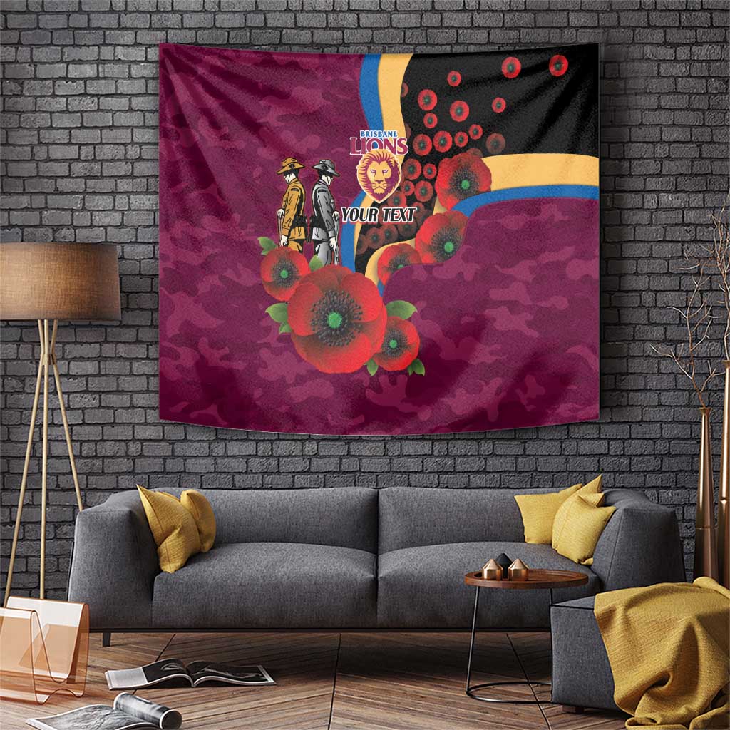 Brisbane Lions ANZAC Personalised Tapestry Lest We Forget Poppy Camo