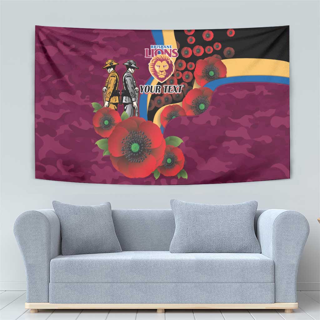 Brisbane Lions ANZAC Personalised Tapestry Lest We Forget Poppy Camo