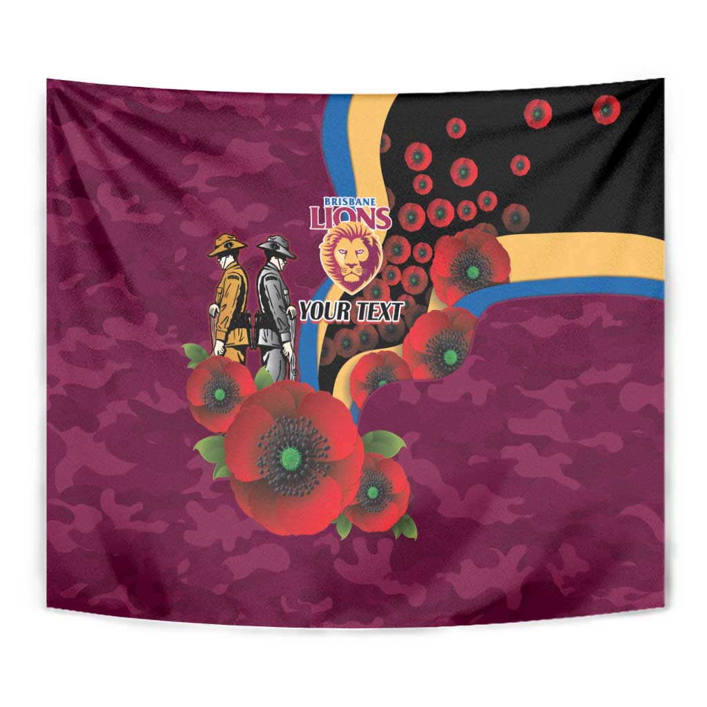 Brisbane Lions ANZAC Personalised Tapestry Lest We Forget Poppy Camo