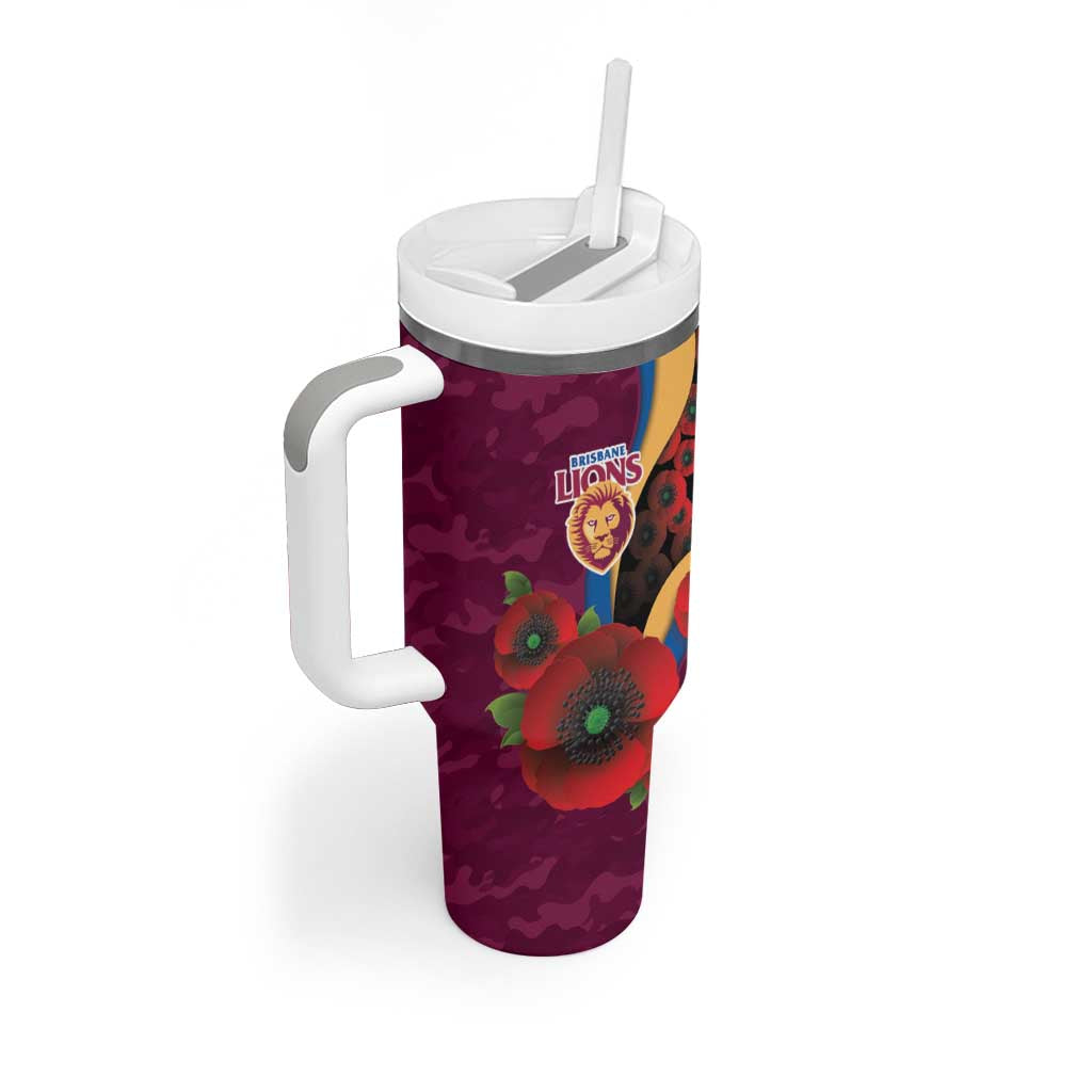 Brisbane Lions ANZAC Personalised Tumbler With Handle Lest We Forget Poppy Camo