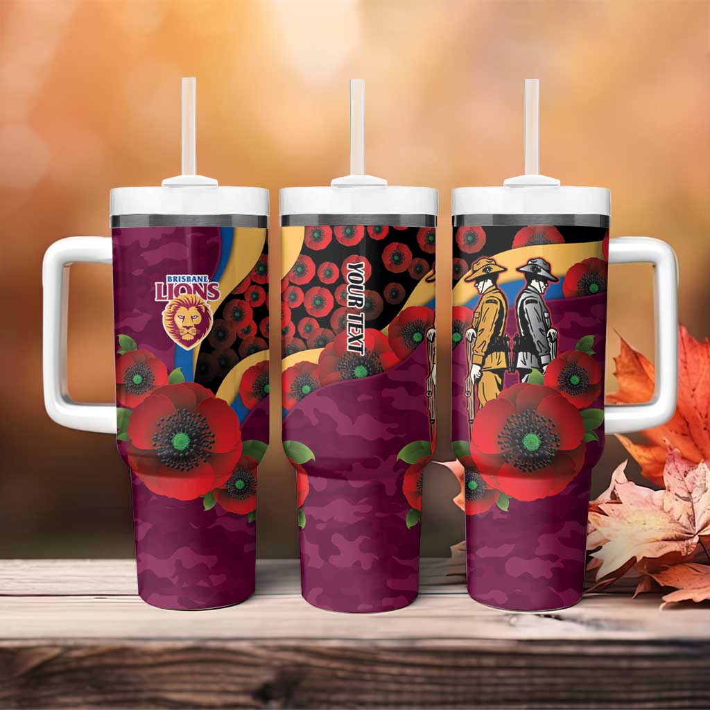 Brisbane Lions ANZAC Personalised Tumbler With Handle Lest We Forget Poppy Camo