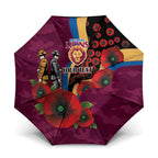 Brisbane Lions ANZAC Personalised Umbrella Lest We Forget Poppy Camo