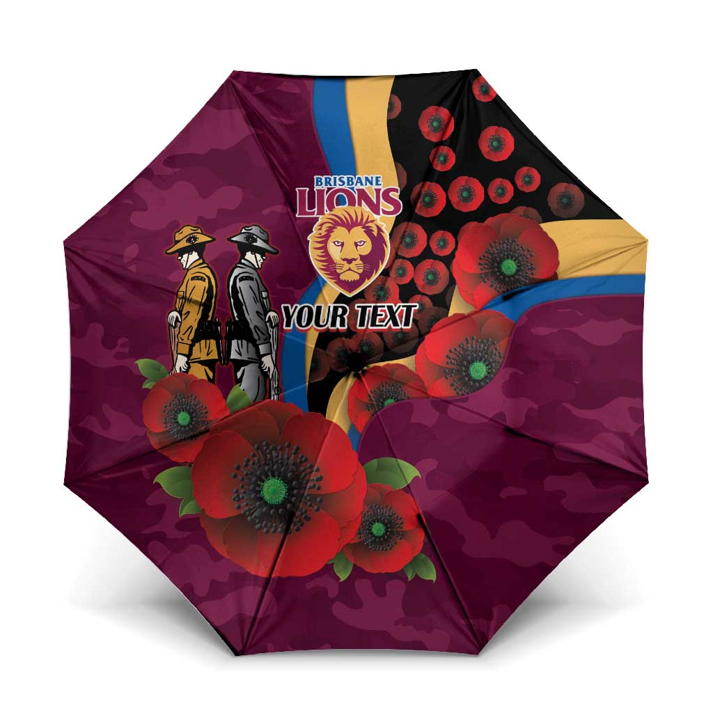 Brisbane Lions ANZAC Personalised Umbrella Lest We Forget Poppy Camo