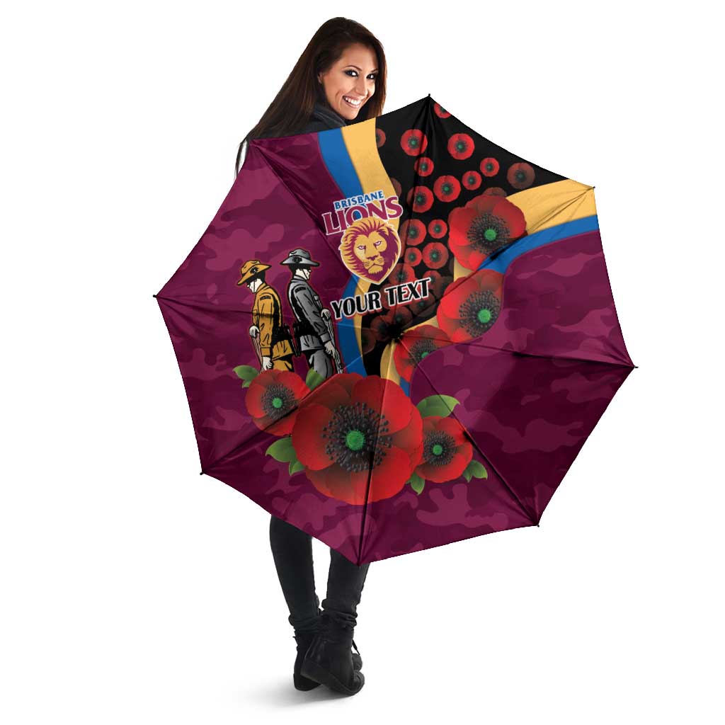 Brisbane Lions ANZAC Personalised Umbrella Lest We Forget Poppy Camo