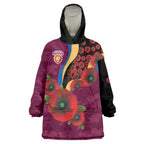 Brisbane Lions ANZAC Personalised Wearable Blanket Hoodie Lest We Forget Poppy Camo