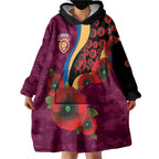 Brisbane Lions ANZAC Personalised Wearable Blanket Hoodie Lest We Forget Poppy Camo