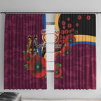 Brisbane Lions ANZAC Personalised Window Curtain Lest We Forget Poppy Camo