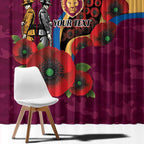 Brisbane Lions ANZAC Personalised Window Curtain Lest We Forget Poppy Camo