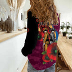 Brisbane Lions ANZAC Personalised Women Casual Shirt Lest We Forget Poppy Camo