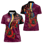 Brisbane Lions ANZAC Personalised Women Polo Shirt Lest We Forget Poppy Camo