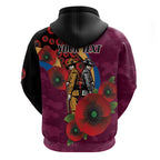 Brisbane Lions ANZAC Personalised Zip Hoodie Lest We Forget Poppy Camo