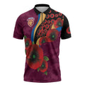 Brisbane Lions ANZAC Personalised Zipper Polo Shirt Lest We Forget Poppy Camo