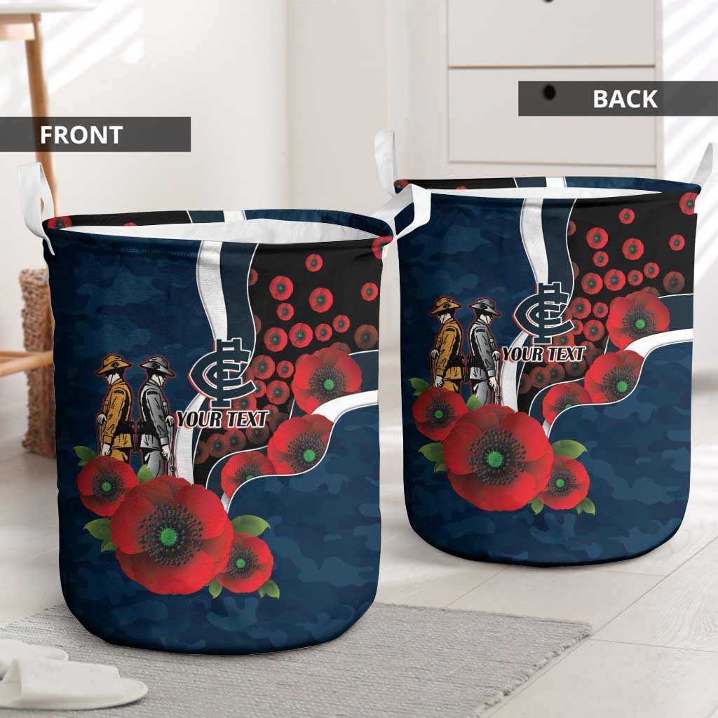 Carlton Blues ANZAC Personalised Laundry Basket Lest We Forget Poppy Camo