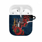 Carlton Blues ANZAC Personalised AirPods Case Lest We Forget Poppy Camo