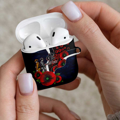 Carlton Blues ANZAC Personalised AirPods Case Lest We Forget Poppy Camo