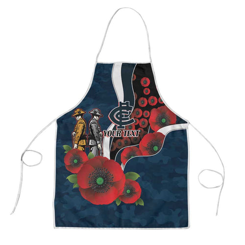 Carlton Blues ANZAC Personalised Apron Lest We Forget Poppy Camo