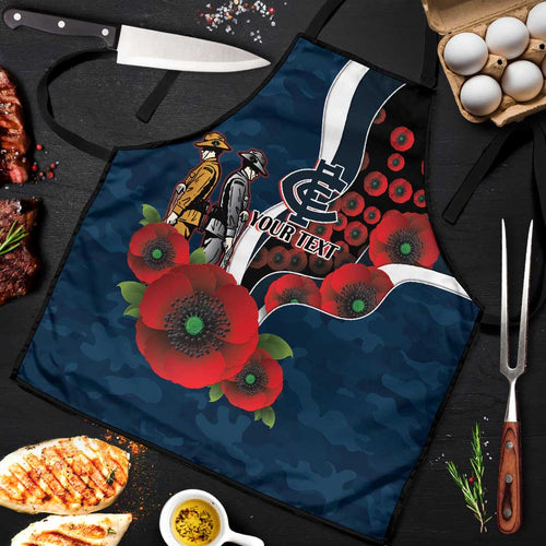 Carlton Blues ANZAC Personalised Apron Lest We Forget Poppy Camo