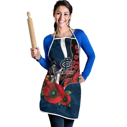 Carlton Blues ANZAC Personalised Apron Lest We Forget Poppy Camo