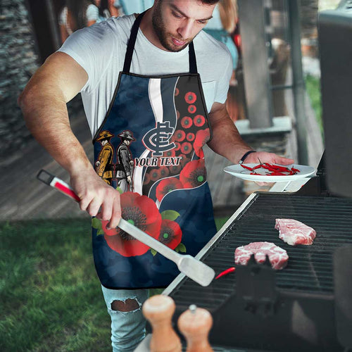 Carlton Blues ANZAC Personalised Apron Lest We Forget Poppy Camo