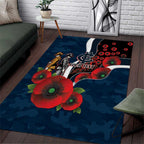 Carlton Blues ANZAC Personalised Area Rug Lest We Forget Poppy Camo