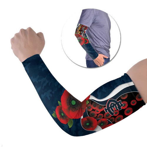 Carlton Blues ANZAC Personalised Arm Sleeves Lest We Forget Poppy Camo