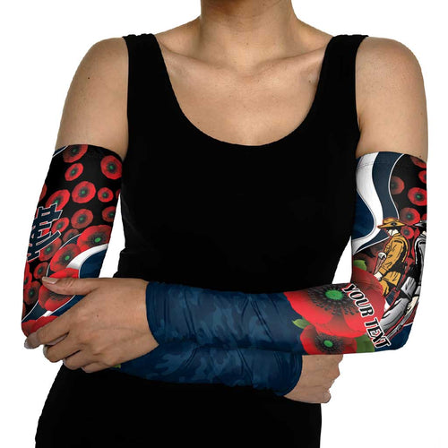 Carlton Blues ANZAC Personalised Arm Sleeves Lest We Forget Poppy Camo