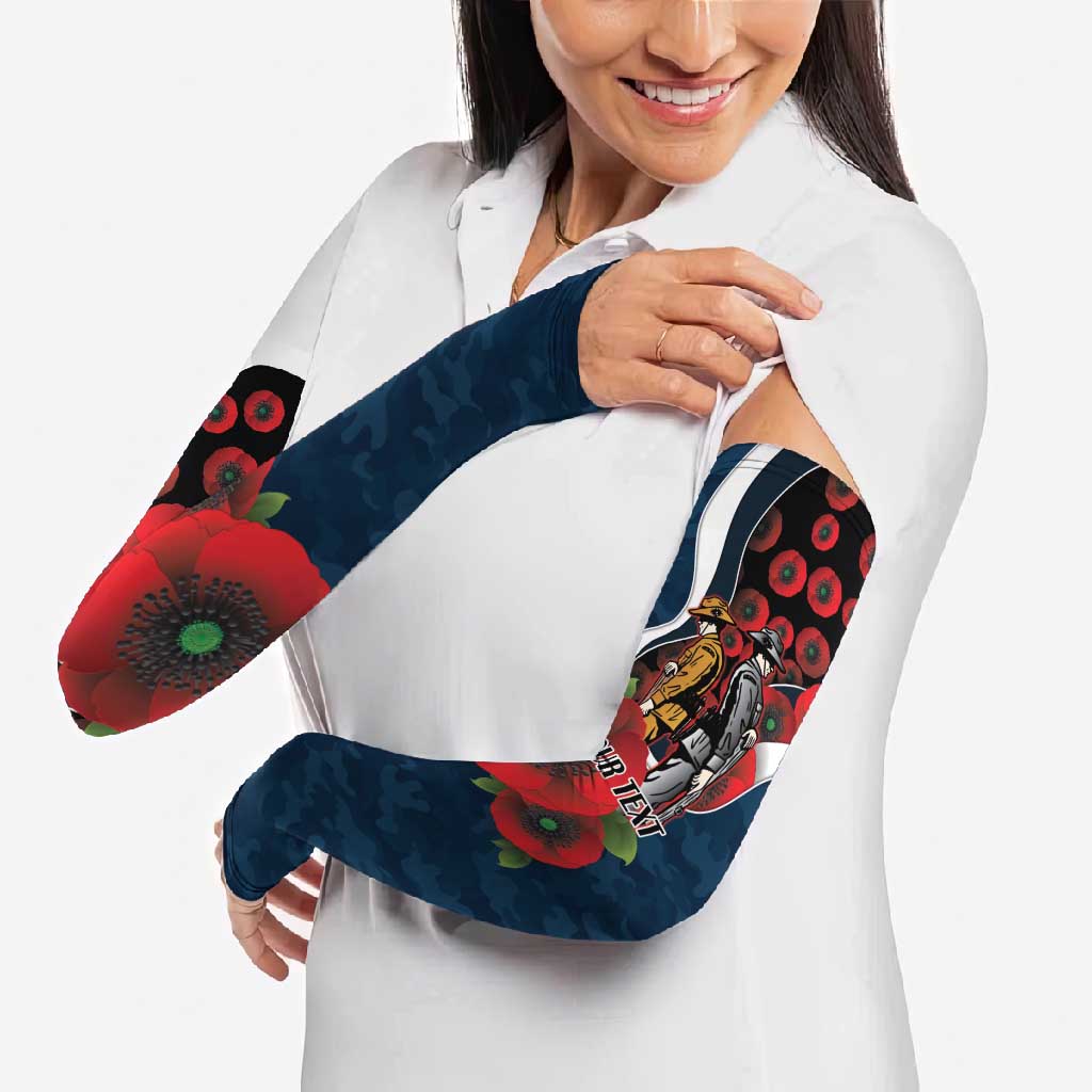 Carlton Blues ANZAC Personalised Arm Sleeves Lest We Forget Poppy Camo