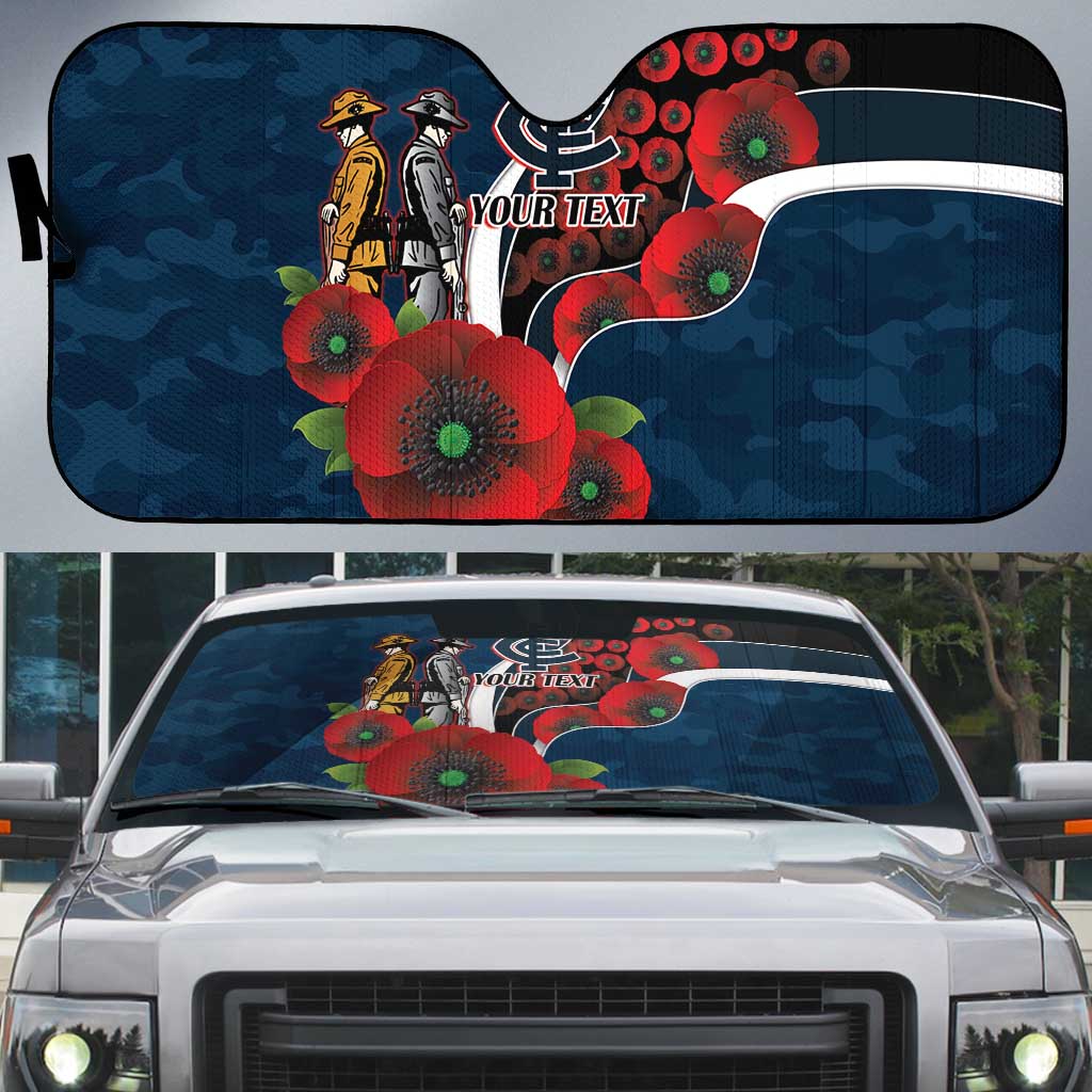 Carlton Blues ANZAC Personalised Auto Sun Shade Lest We Forget Poppy Camo