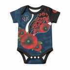 Carlton Blues ANZAC Personalised Baby Onesie Lest We Forget Poppy Camo