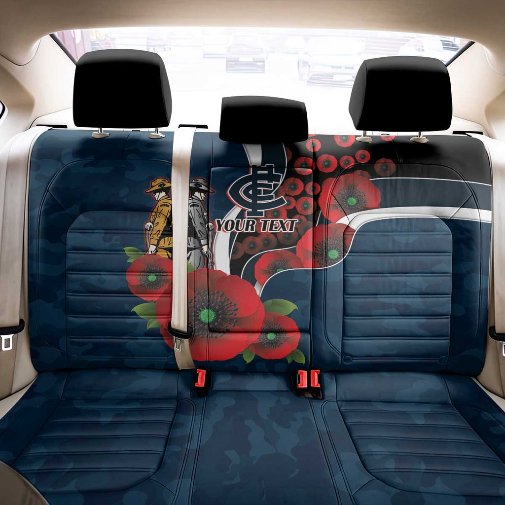 Carlton Blues ANZAC Personalised Back Car Seat Cover Lest We Forget Poppy Camo