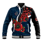 Carlton Blues ANZAC Personalised Baseball Jacket Lest We Forget Poppy Camo
