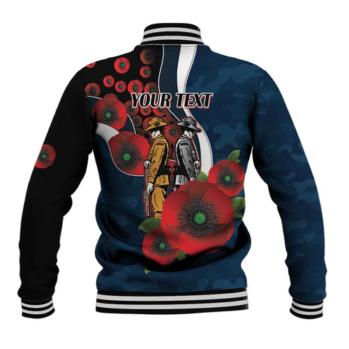 Carlton Blues ANZAC Personalised Baseball Jacket Lest We Forget Poppy Camo