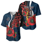 Carlton Blues ANZAC Personalised Baseball Jersey Lest We Forget Poppy Camo