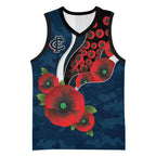 Carlton Blues ANZAC Personalised Basketball Jersey Lest We Forget Poppy Camo