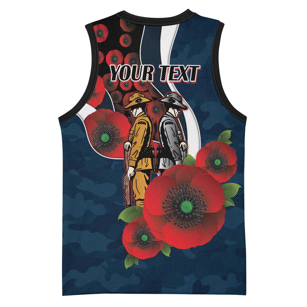 Carlton Blues ANZAC Personalised Basketball Jersey Lest We Forget Poppy Camo