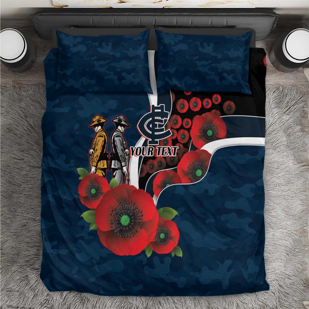 Carlton Blues ANZAC Personalised Bedding Set Lest We Forget Poppy Camo