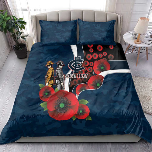 Carlton Blues ANZAC Personalised Bedding Set Lest We Forget Poppy Camo