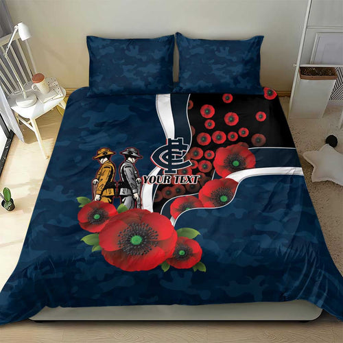 Carlton Blues ANZAC Personalised Bedding Set Lest We Forget Poppy Camo