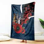 Carlton Blues ANZAC Personalised Blanket Lest We Forget Poppy Camo