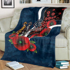 Carlton Blues ANZAC Personalised Blanket Lest We Forget Poppy Camo