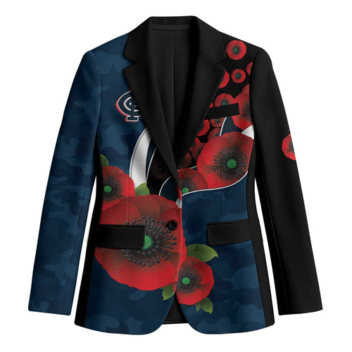 Carlton Blues ANZAC Personalised Blazer Lest We Forget Poppy Camo