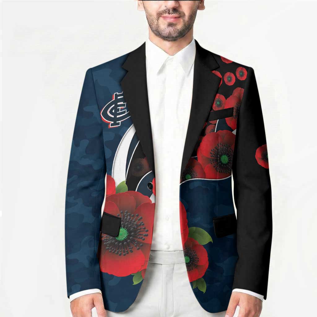 Carlton Blues ANZAC Personalised Blazer Lest We Forget Poppy Camo