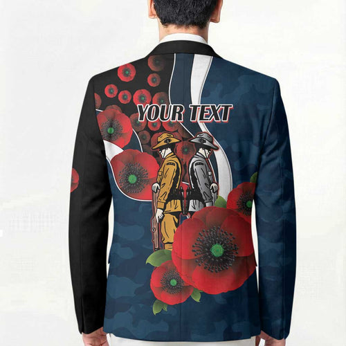 Carlton Blues ANZAC Personalised Blazer Lest We Forget Poppy Camo