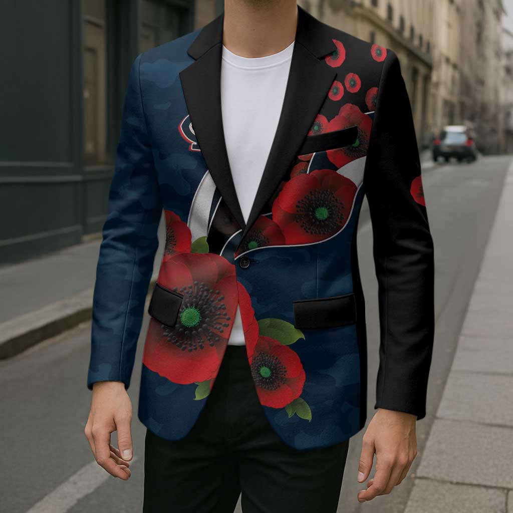 Carlton Blues ANZAC Personalised Blazer Lest We Forget Poppy Camo