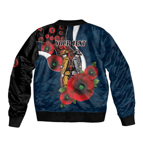 Carlton Blues ANZAC Personalised Bomber Jacket Lest We Forget Poppy Camo