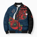Carlton Blues ANZAC Personalised Bomber Puffer Jacket Lest We Forget Poppy Camo
