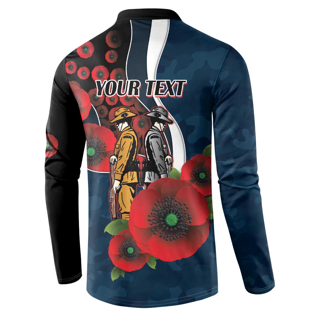 Carlton Blues ANZAC Personalised Button Sweatshirt Lest We Forget Poppy Camo