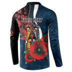 Carlton Blues ANZAC Personalised Button Sweatshirt Lest We Forget Poppy Camo